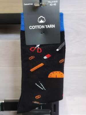 Calcetines divertidos Papelería talla 40-46 con diseño de material escolar