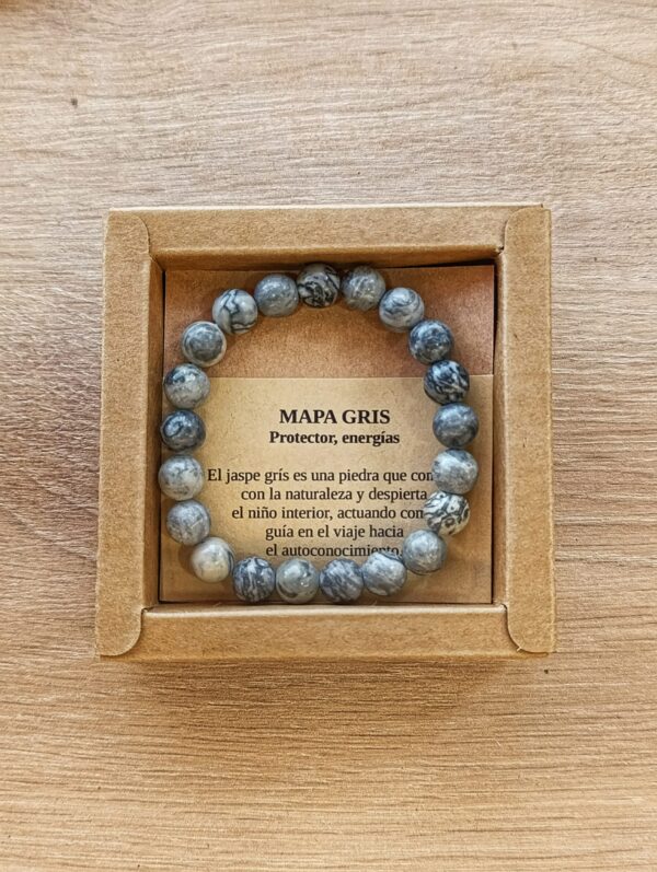 Pulsera de jaspe mapa gris pulsera de jaspe gris