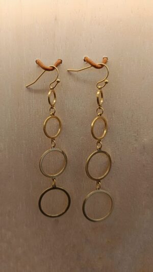 Pendientes aros encadenados dorados de acero inoxidable
