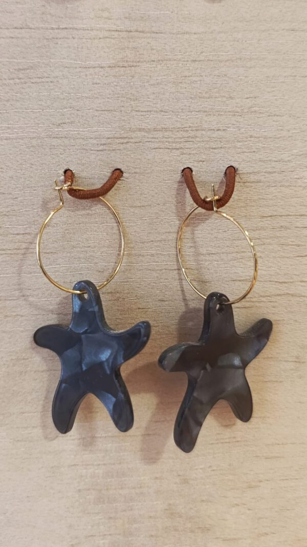 Pendientes estrella negra dorados de acero inoxidable