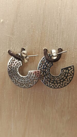 Pendientes aro geométrico plateados de acero inoxidable