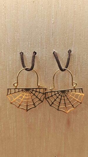 Pendientes telaraña dorados de acero inoxidable