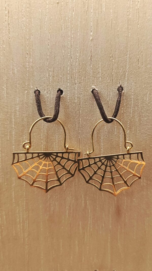 Pendientes telaraña dorados de acero inoxidable
